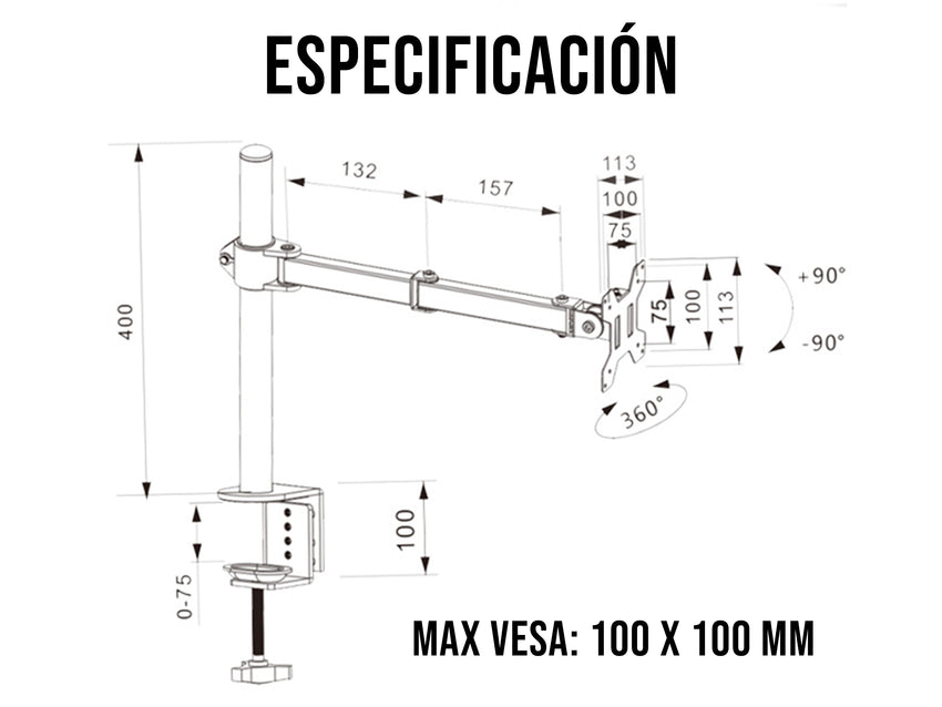 Soporte Para Monitor De 15 A 27 Pulgadas De Brazo Movible