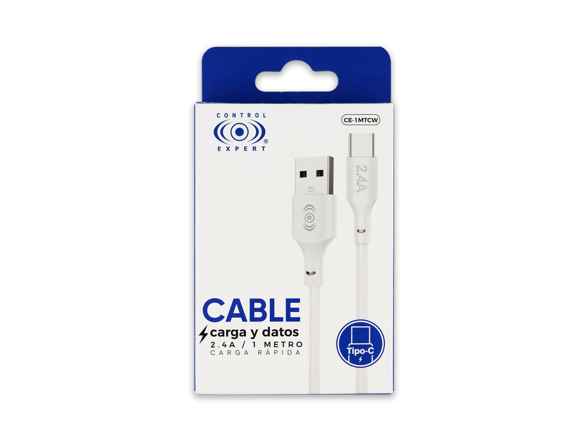 Cable USB a Tipo C Blanco 1 metro 2.4 A
