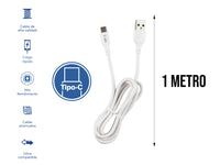 Cable USB a Tipo C Blanco 1 metro 2.4 A