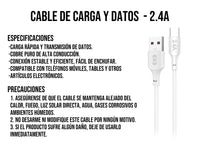 Cable USB a Tipo C Blanco 1 metro 2.4 A