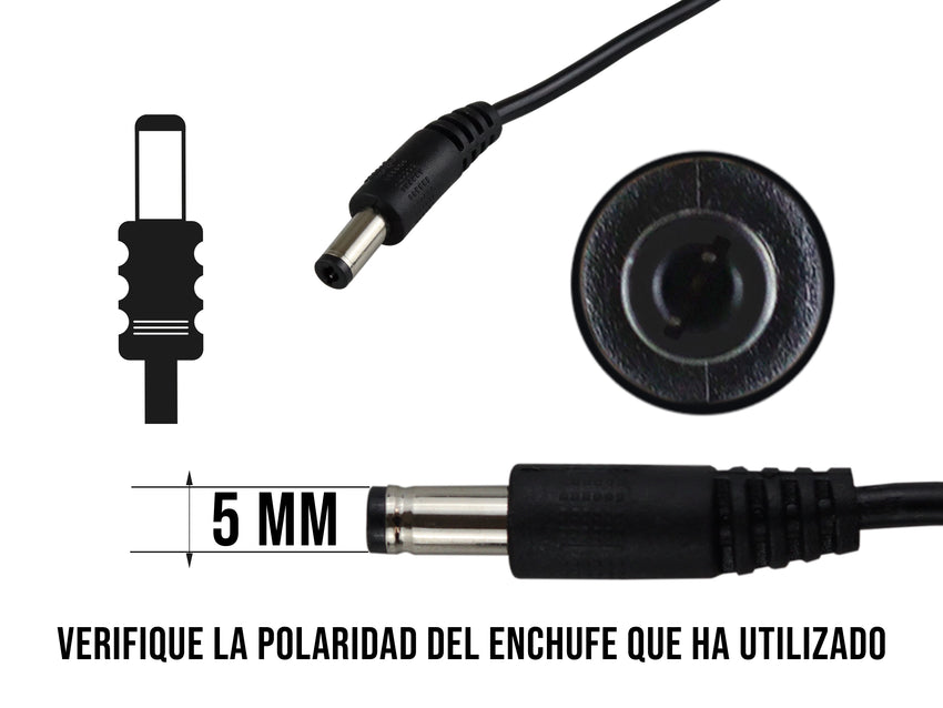 Eliminador de 12V a 2AMP Punta Negra 5mm