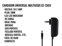 Eliminador de 5V a 2AMP Punta Negra 5mm