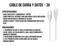 Cable Tipo a iPhone 30W Carga Rápida Blanco