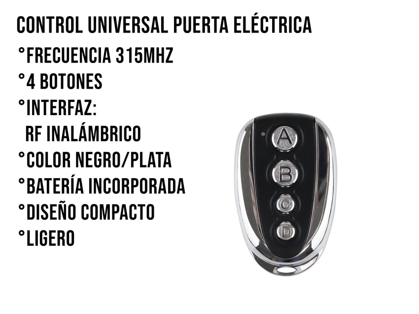 Control Para Portón Eléctrico Frecuencia 315 Mhz