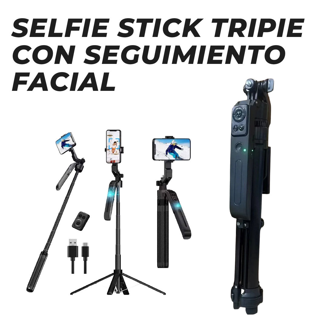 Selfie Stick Tripie Estabilizador con Seguimiento Facial Inteligencia artificial 360° | Extensible 1.9M