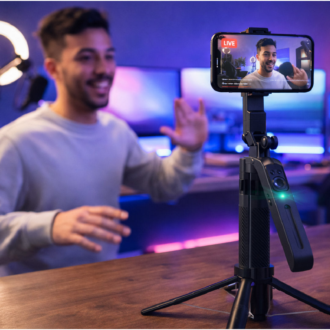 Selfie Stick Tripie Estabilizador con Seguimiento Facial Inteligencia artificial 360° | Extensible 1.9M