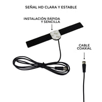 Antena HD Plana Cable 1.8m Cable Coaxial