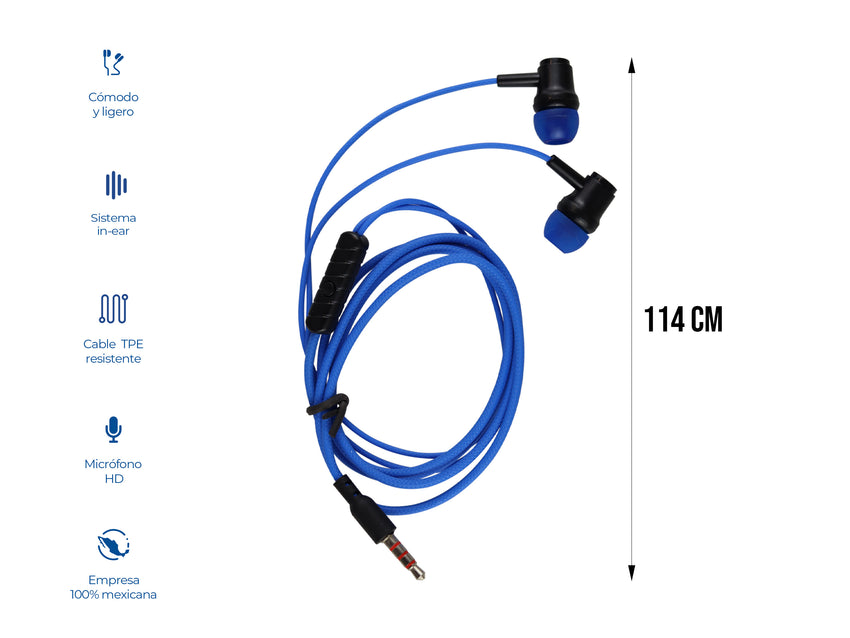 Audífono Alámbrico Azul