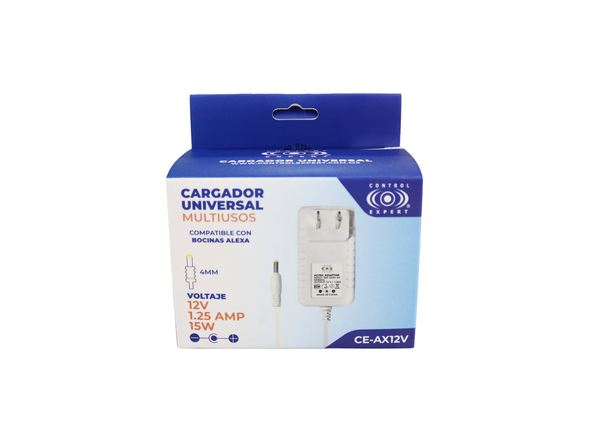 Cargador Universal 12V 1.25A 15W Plug 4mm Compatible con Alexa, Bocinas, Teclados, DVD Portátil y Más
