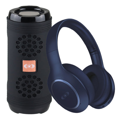 Combo Bocina Portátil Bluetooth y Audífonos  Inalámbricos Bluetooth