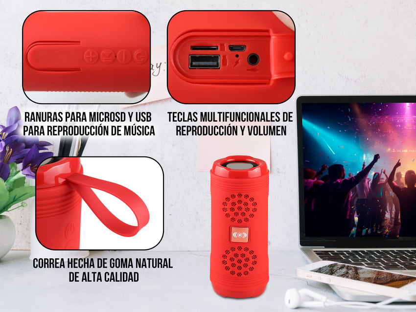 Bocina Portátil Bluetooth Varios Colores - Rojo