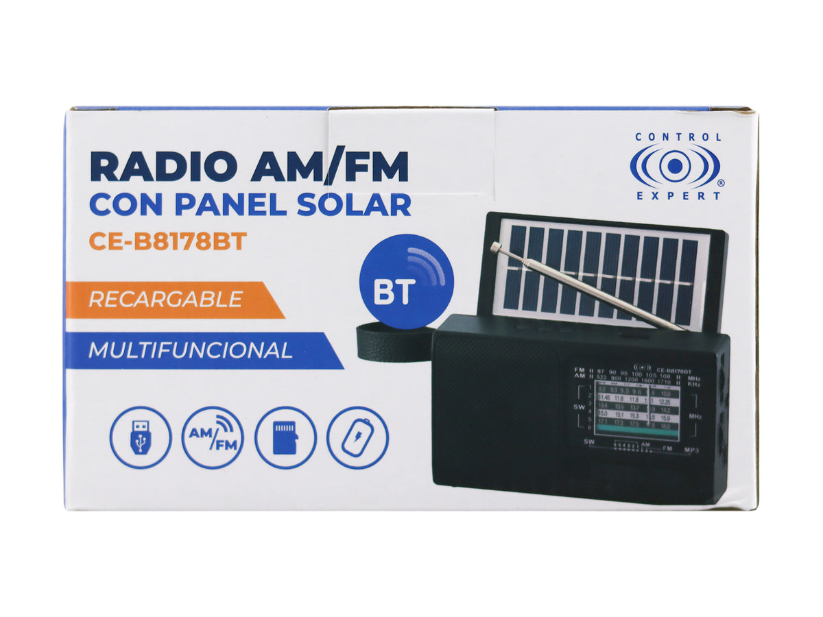 Radio Am FM Bluetooth con Panel Solar USB