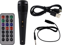Bocina Bluetooth Portátil 8” con Micrófono – 20W, LED, USB/SD, Radio FM