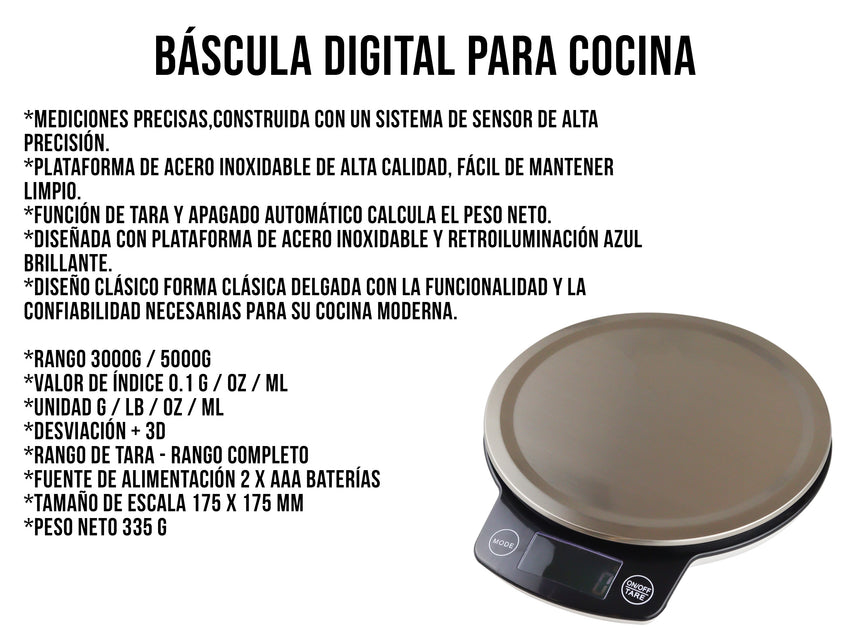 Báscula de cocina Digital 5 kg – 0.1 p