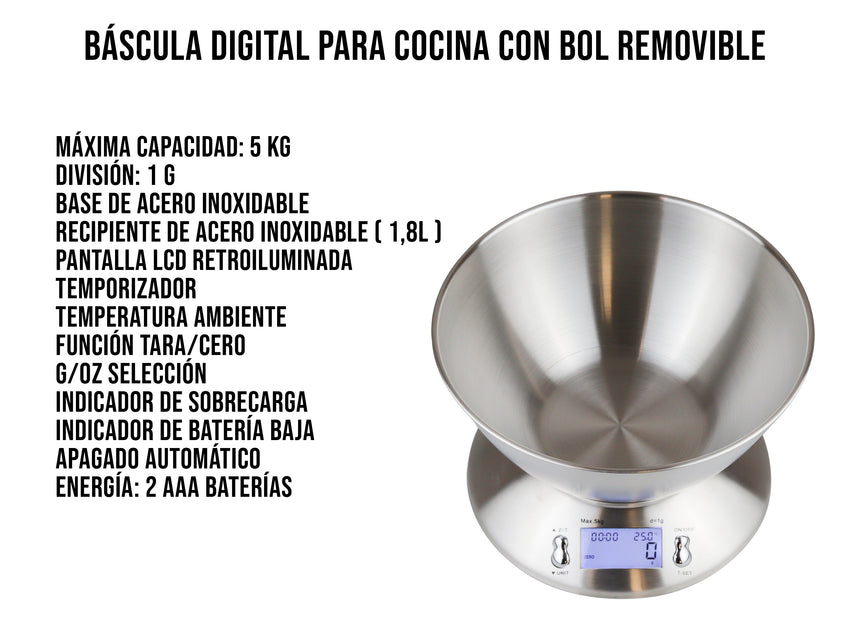 Báscula de Alimentos paraocina 5 kg – 0.1 p