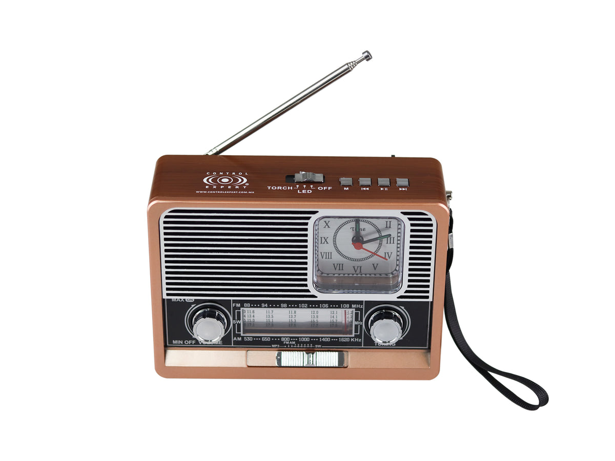 Radio Portátil Estilo Retro CE-C29AMBT – AM/FM, Reloj, LED, AUX y Correa