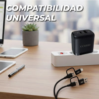 Cargador 48W 4 en 1 USB-C USB-A IPhone Cable Multiconector Carga Rápida