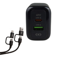 Cargador 48W 4 en 1 USB-C USB-A IPhone Cable Multiconector Carga Rápida