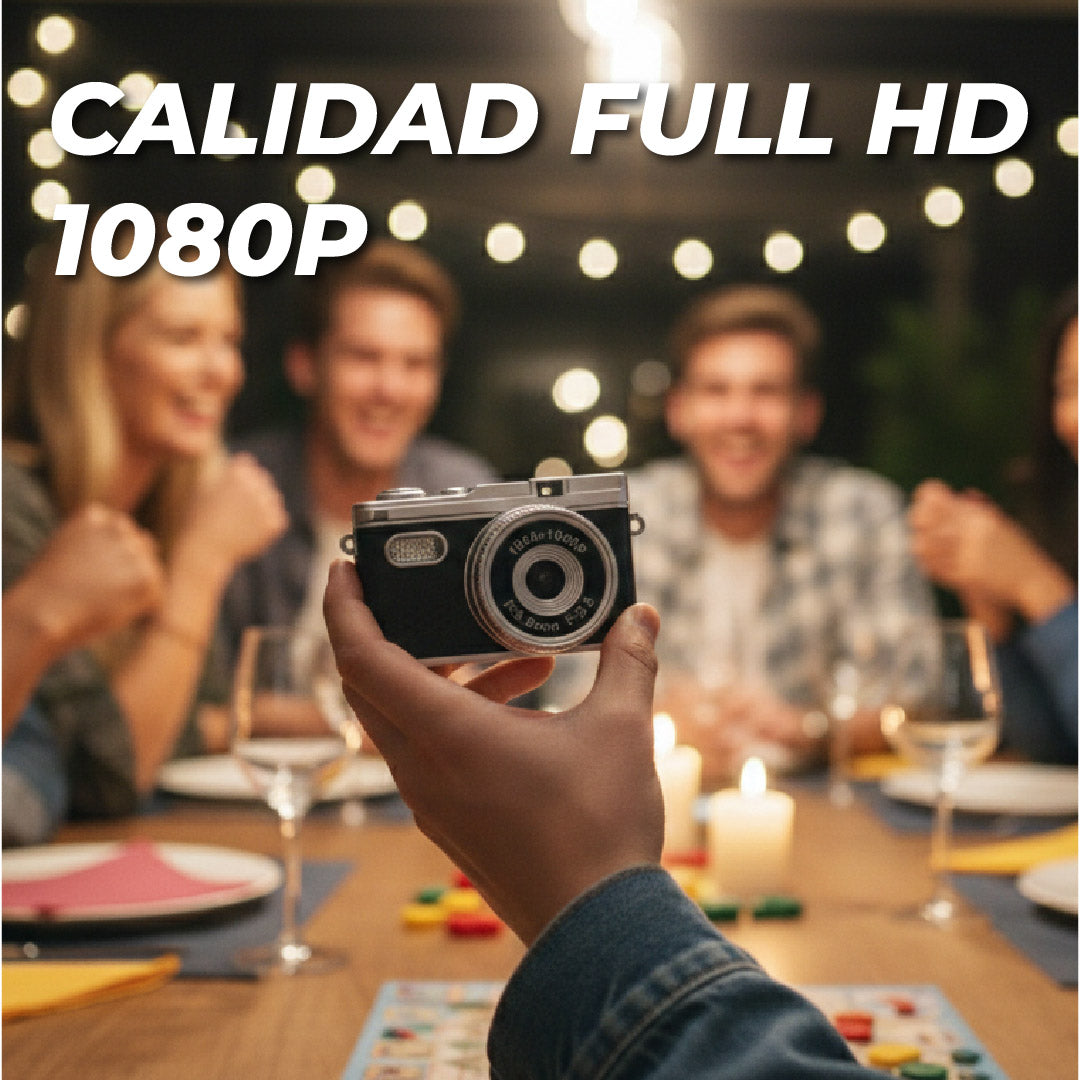 Mini Cámara Diseño Retro Full HD 1080P Luz Led