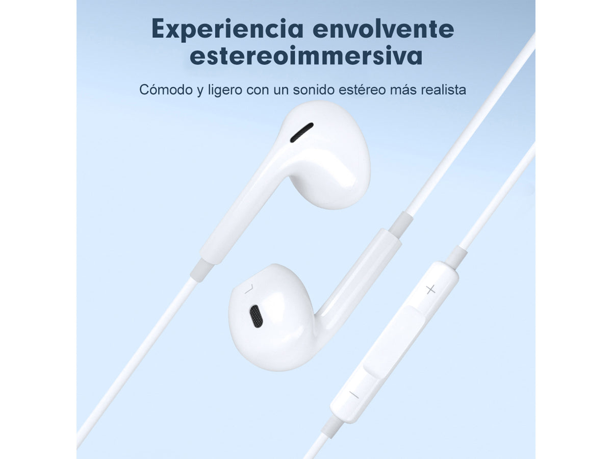 Audífonos con Cable Tipo C CE-CAU10 – Sonido Estéreo, Micrófono Colores Blanco y Negro