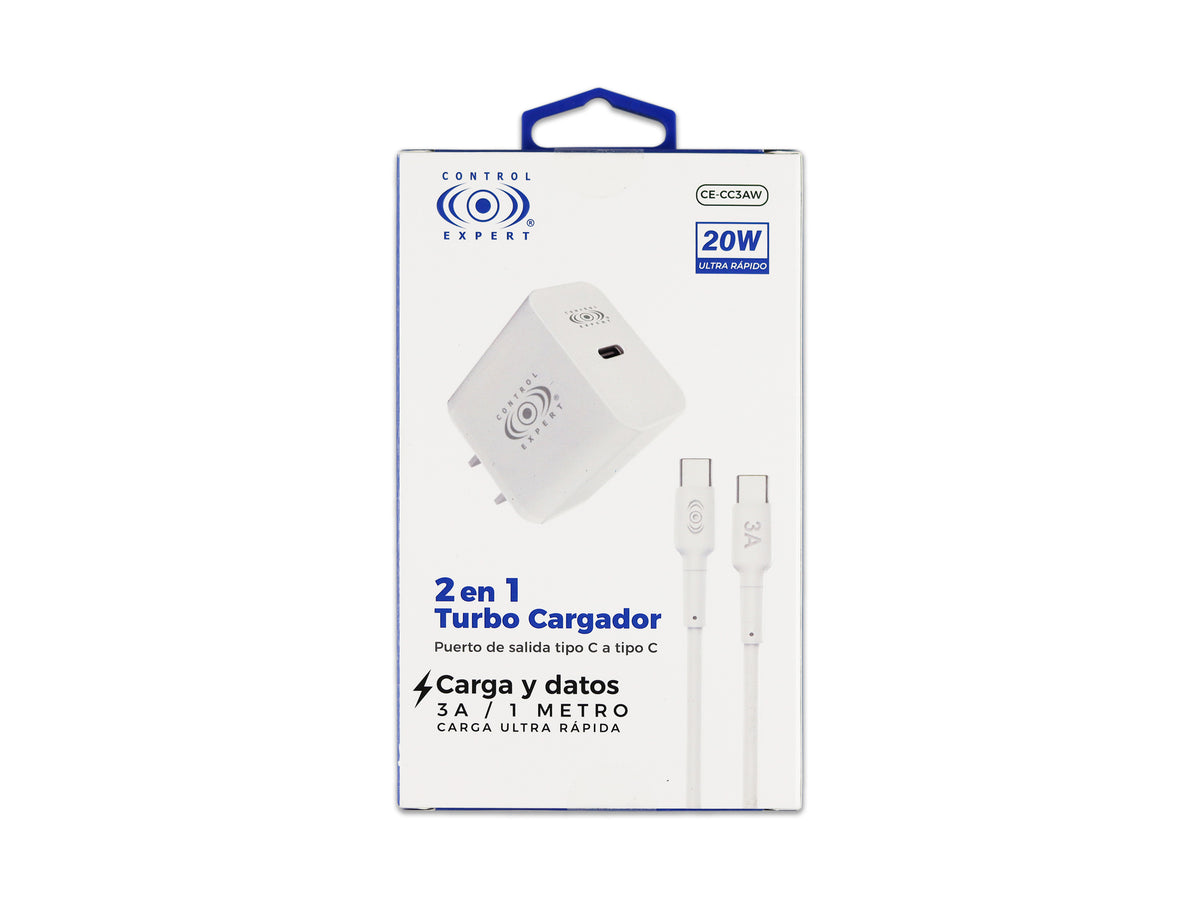 Combo Cargador tipo C a C Blanco