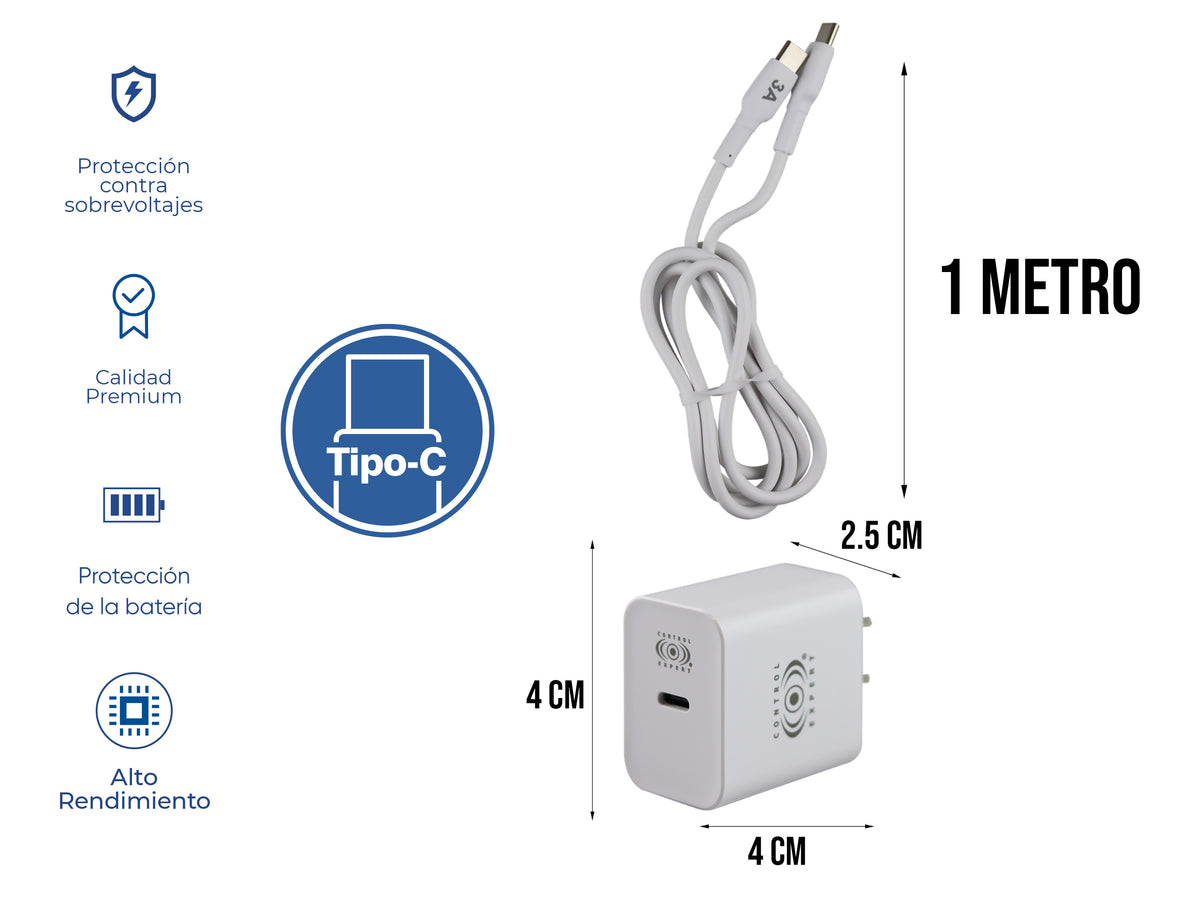 Combo Cargador tipo C a C Blanco