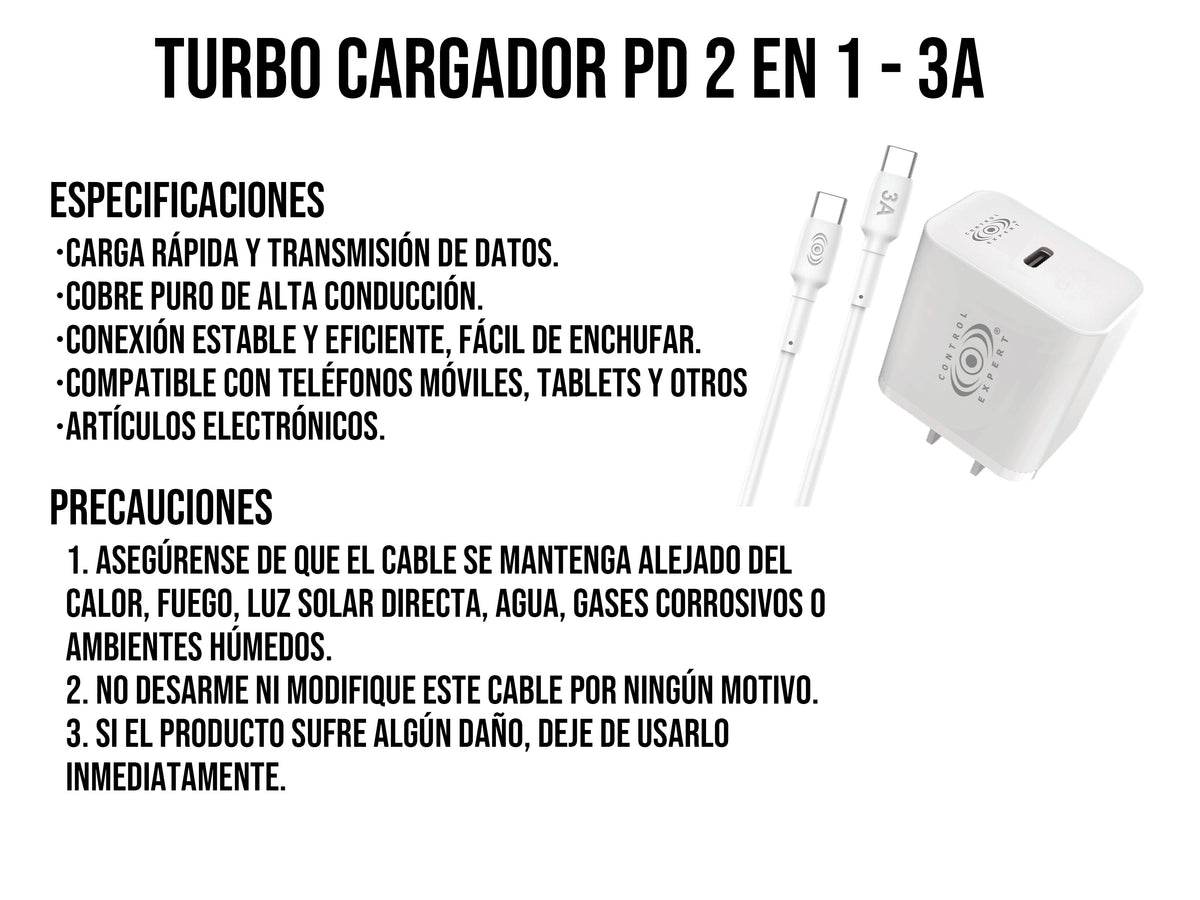 Combo Cargador tipo C a C Blanco