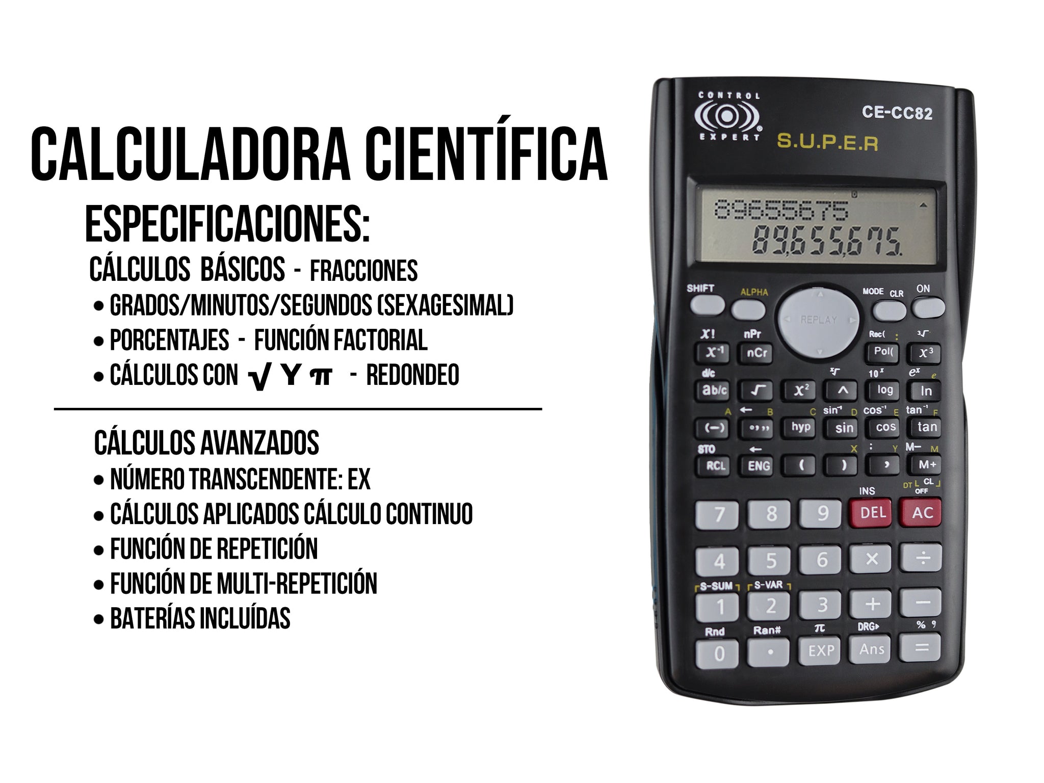 Calculadora científica 82 Funciones Escolar – Control Expert MX