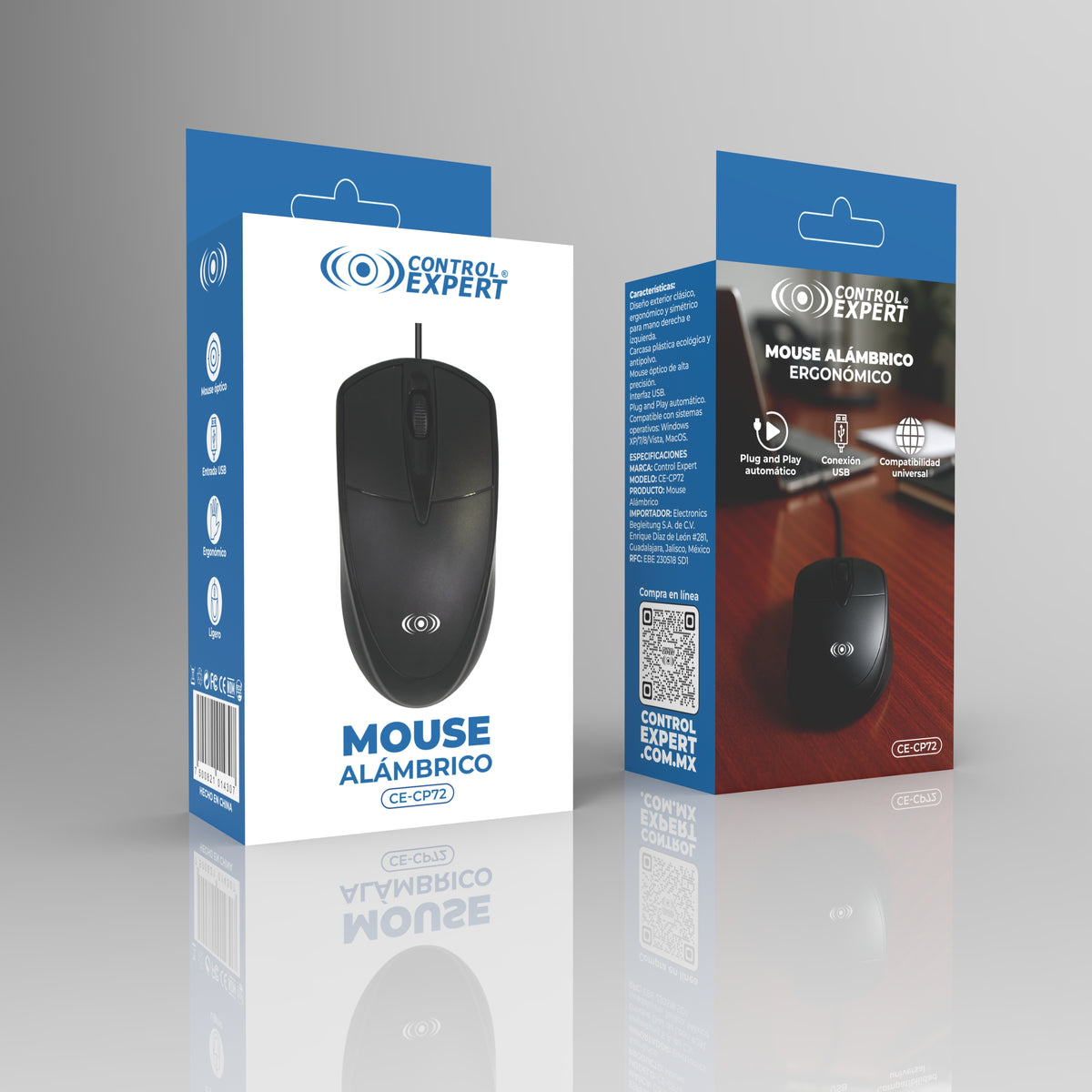 Mouse Alámbrico Ergonómico CE-CP72