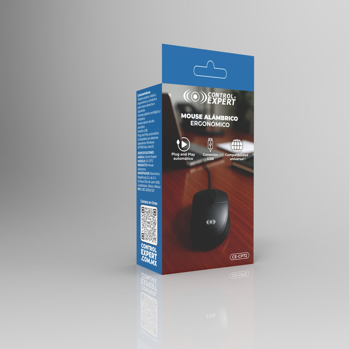 Mouse Alámbrico Ergonómico CE-CP72