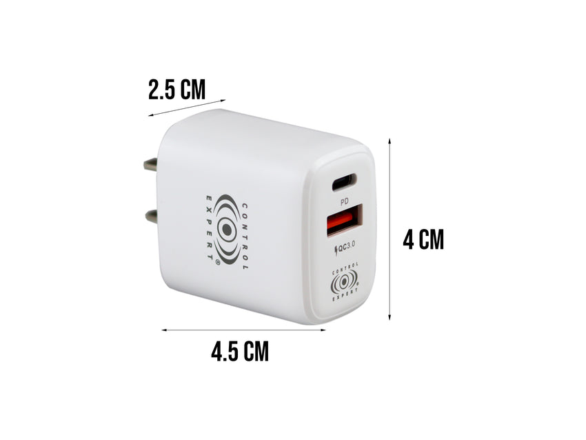 Cargador USB Y Tipo PD 38W Blanco Carga Rápida