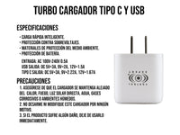 Cargador USB Y Tipo PD 38W Blanco Carga Rápida