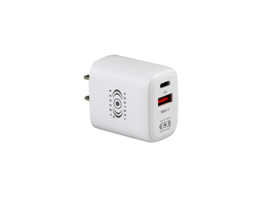 Cargador USB Y Tipo PD 38W Blanco Carga Rápida