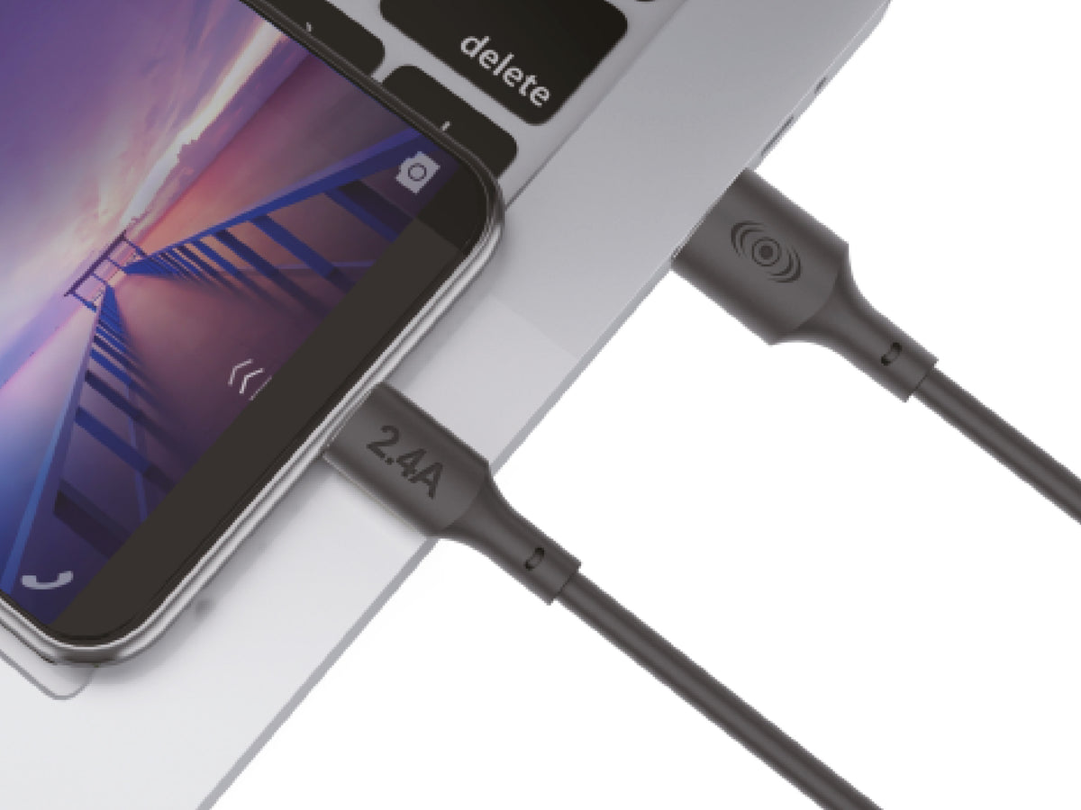 Combo Cargador Tipo C 2.4AMP Negro