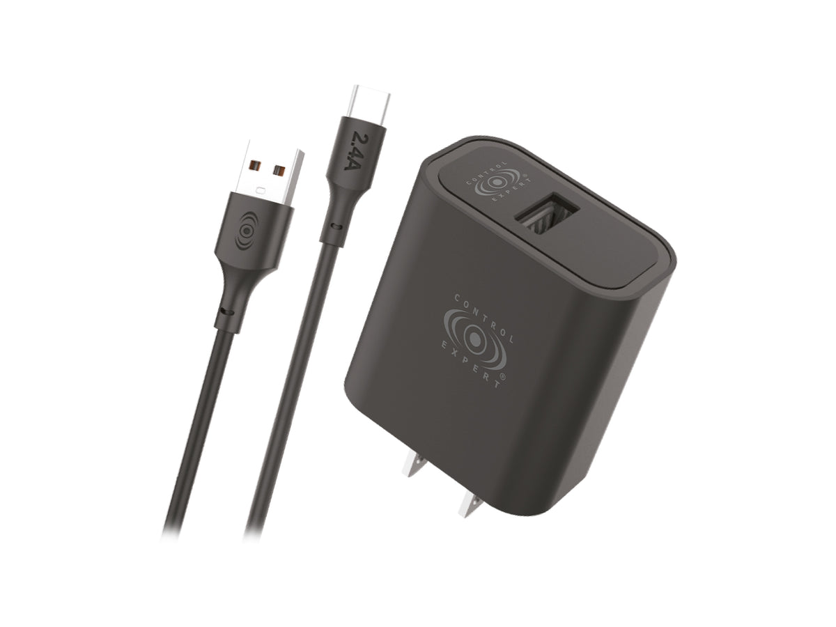 Combo Cargador Tipo C 2.4AMP Negro