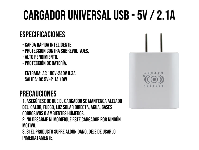 Cubo Cargador USB 2AMP Blanco