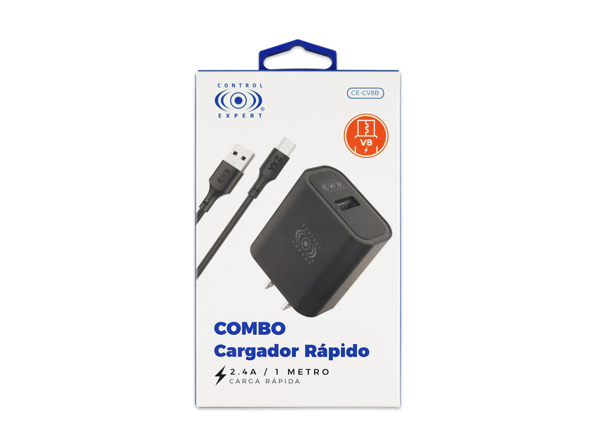 Combo Cargador V8 Negro 2AMP