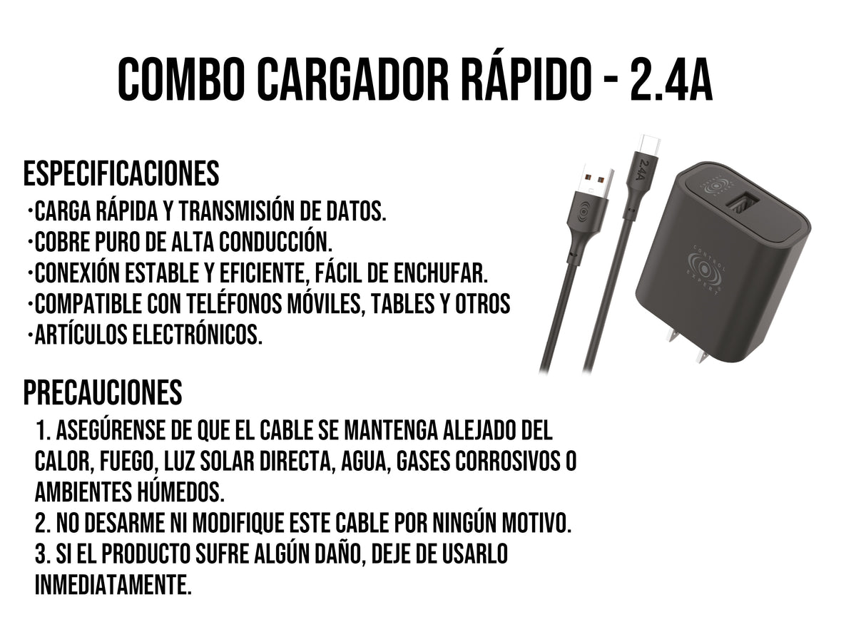 Combo Cargador tipo micro USB V8 2.4A