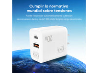 Cargador 2 Puertos USB y Tipo Compatible Con iPhone 1 Metro 20W - Negro