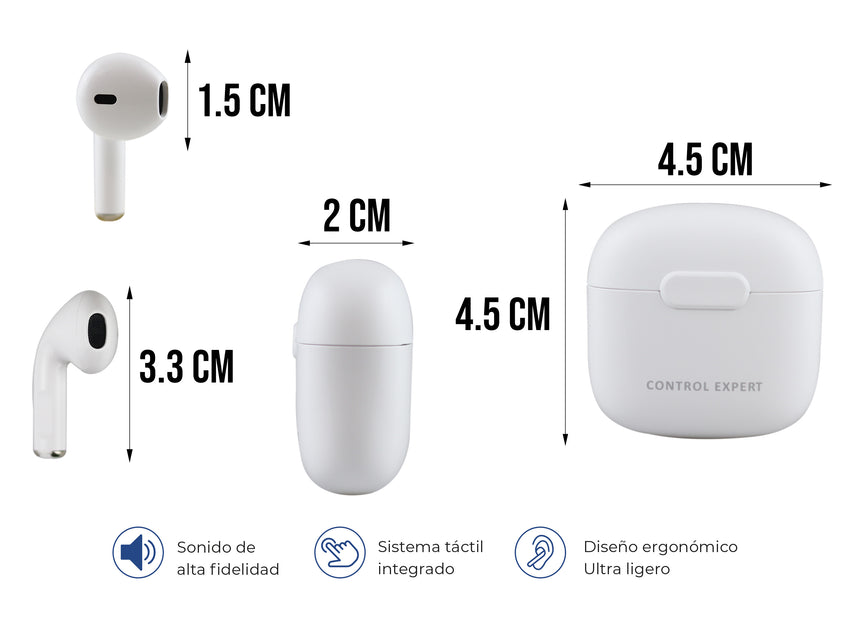 Audífonos Bluetooth TWS Blancos