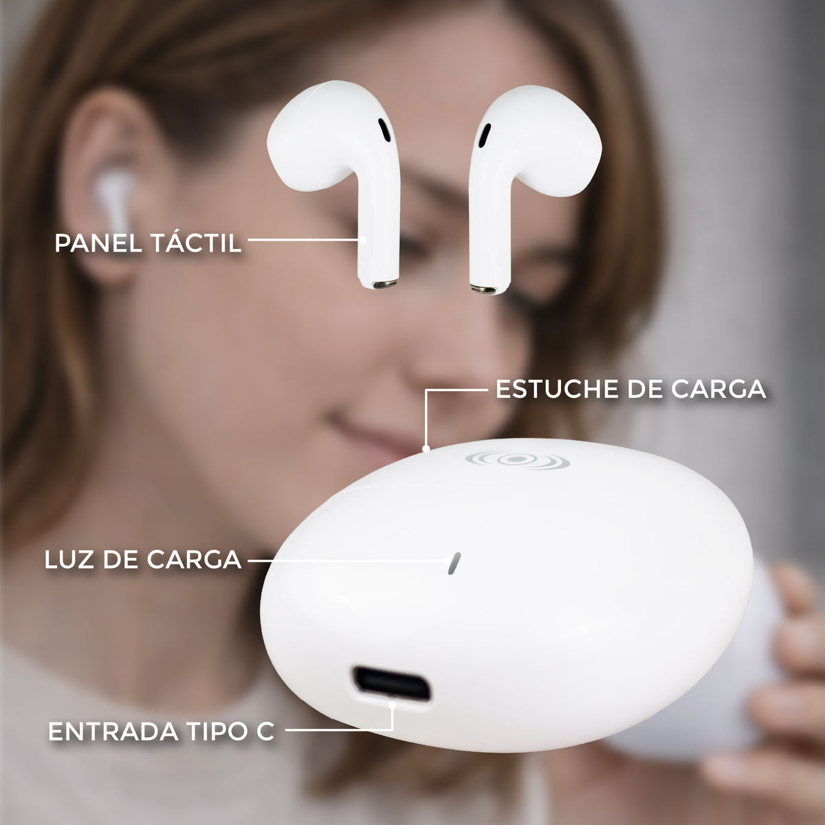 Audífonos Bluetooth Control Táctil Ergonómicos Ligeros