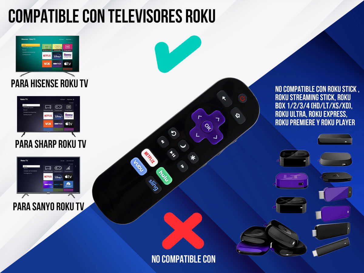 Sharp Roku Smart Remote Control Para Sharp Roku Smart TV – Control Expert MX