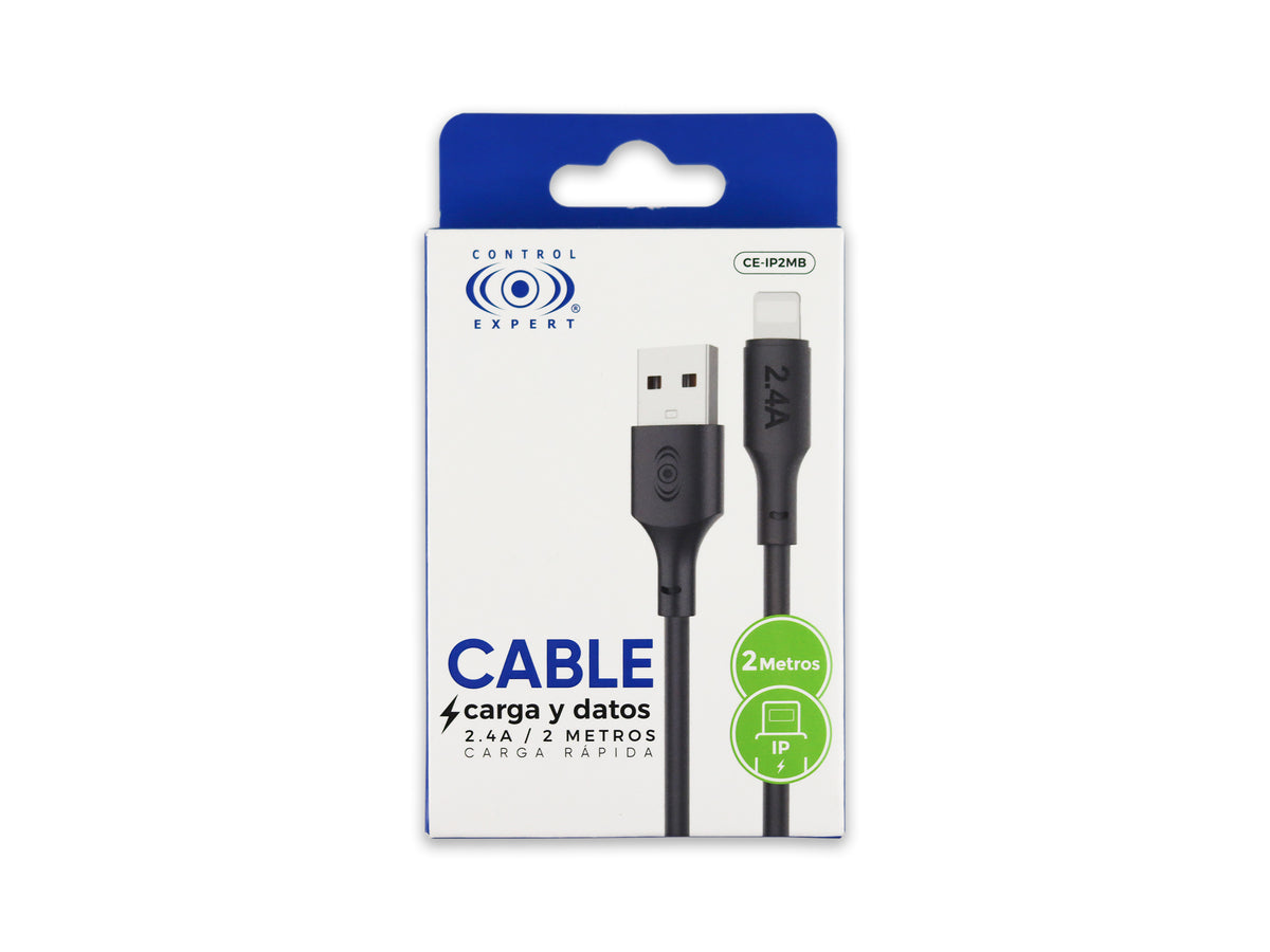 Cable USB a iPhone Negro 2 metros 2.4 A