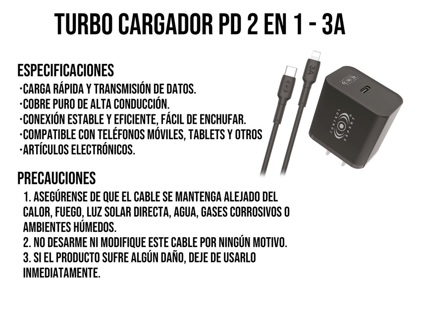 Combo Cargador Tipo a IPhone Negro