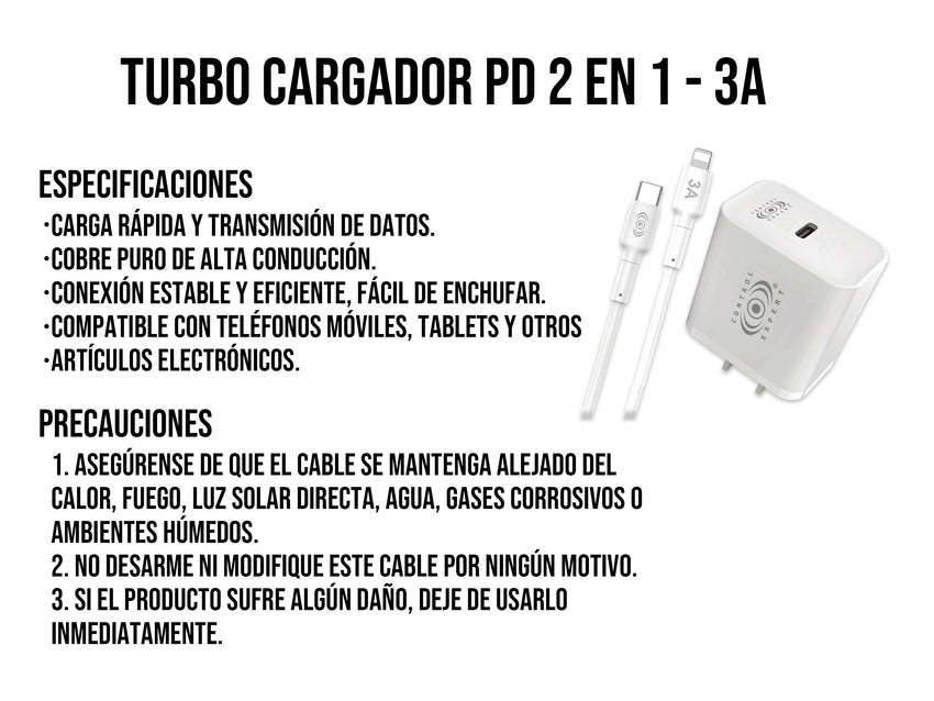 Combo Cargador Tipo a IPhone Blanco