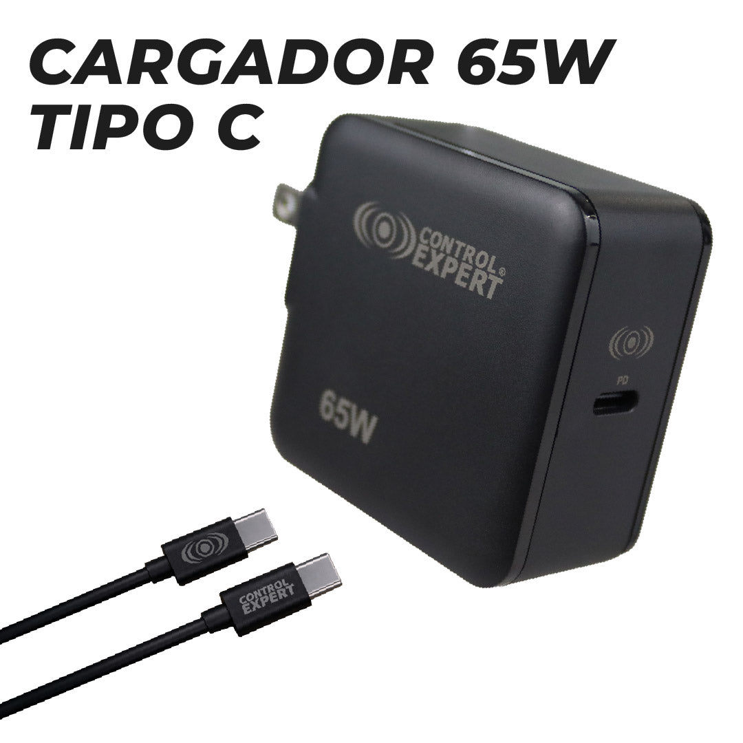 Cargador Ultra Rápido 65W GaN – Para Laptop, Tablet y Celular con Cable Tipo C Incluido
