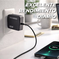 Cargador Ultra Rápido 65W GaN – Para Laptop, Tablet y Celular con Cable Tipo C Incluido