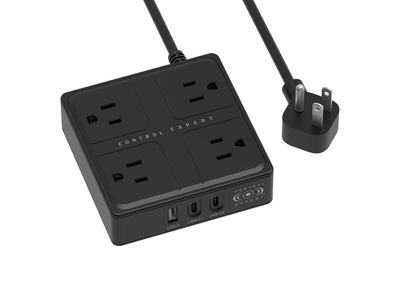 Multicontactos con 4 Salidas A 1 Puerto USB 2 Puertos Tipo - Negro