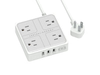 Multicontactos con 4 Salidas A 1 Puerto USB 2 Puertos Tipo - Blanco