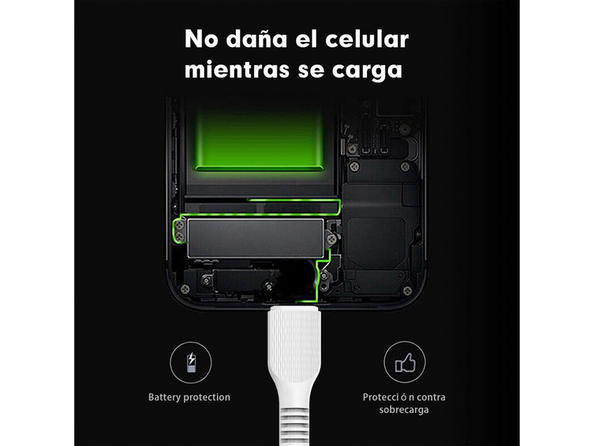 Cable USB para IPhone 1 Metro de Largo carga  Datos 2.4A - Negro